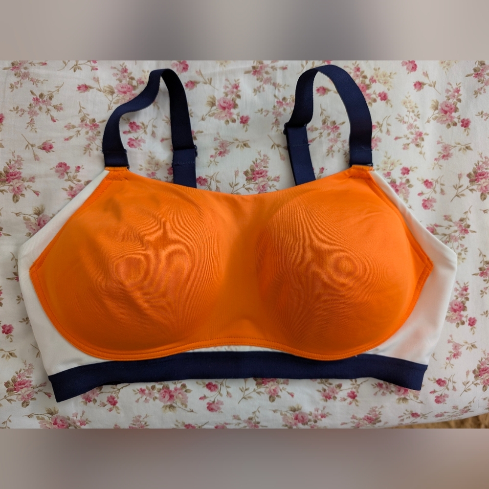 Vibrant Orange & Navy Contrast Strapless Bandeau